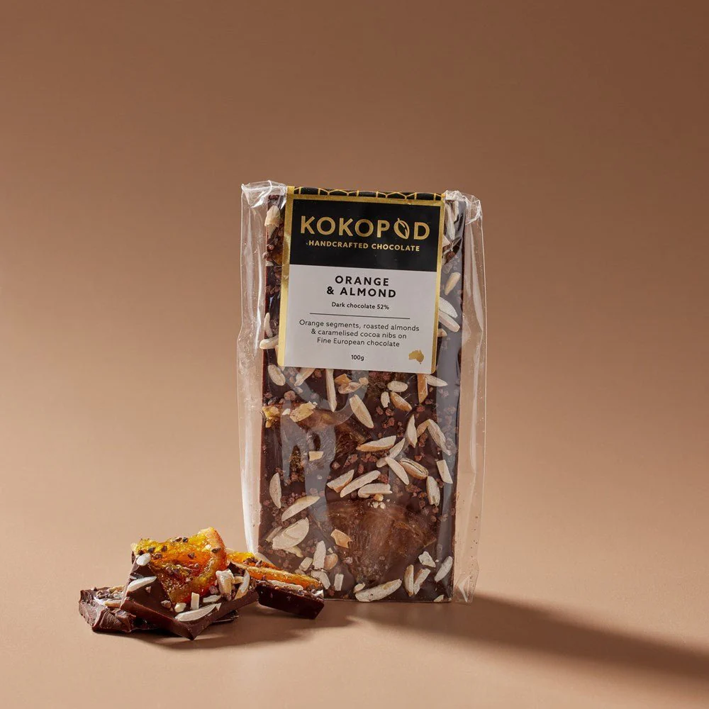 Kokopod Chocolate Block - Orange & Almond 100g