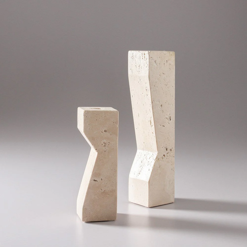 Pilos Taper Candlestand Travertine Short - Image 5